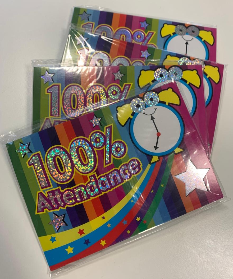 100% attendance cards a